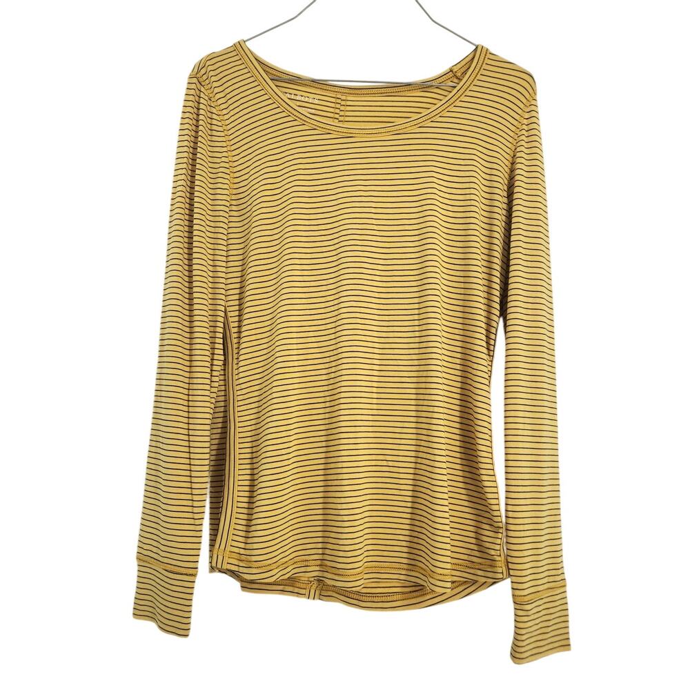 Talbots Yellow Striped Long Sleeve Top Womens Size Small S